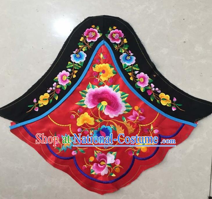 Chinese Traditional Embroidered Peony Red Stomachers Applique National Dress Patch Embroidery Cloth Accessories