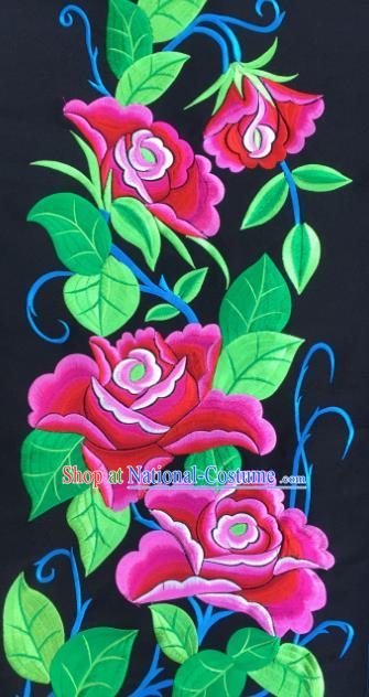 Chinese Traditional Embroidered Rosy Peony Applique National Dress Patch Embroidery Cloth Accessories