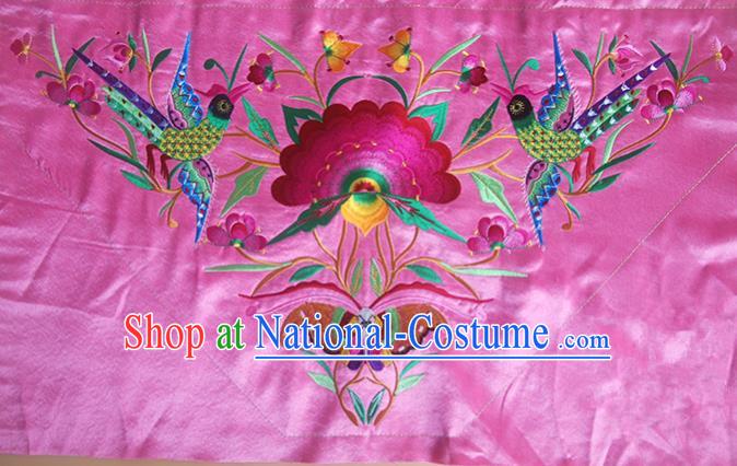 Chinese Traditional National Embroidered Phoenix Peony Pink Applique Dress Patch Embroidery Cloth Accessories