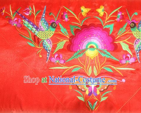 Chinese Traditional National Embroidered Phoenix Peony Red Applique Dress Patch Embroidery Cloth Accessories