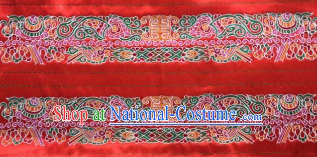 Chinese Traditional Embroidered Red Applique National Dress Patch Embroidery Cloth Accessories