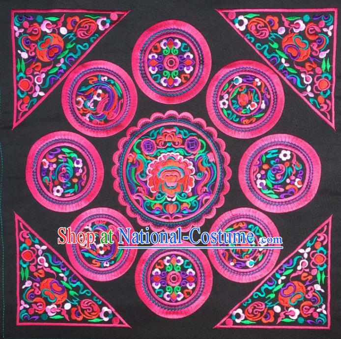 Chinese Traditional Embroidered Rosy Applique National Dress Patch Embroidery Cloth Accessories