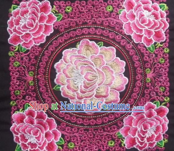 Chinese Traditional Embroidered Peony Rosy Applique National Dress Patch Embroidery Cloth Accessories