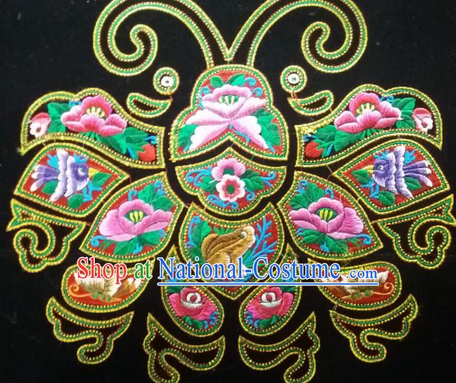 Chinese Traditional Embroidered Frog Butterfly Applique National Dress Patch Embroidery Cloth Accessories