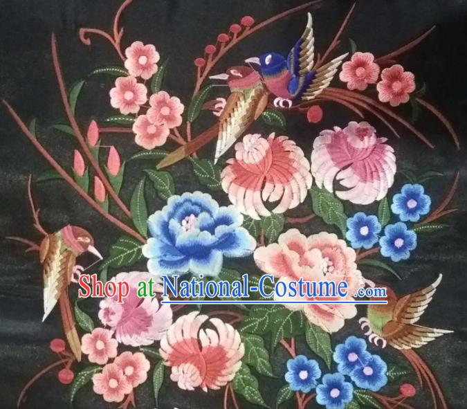 Chinese Traditional Embroidered Pink Peony Chrysanthemum Plum Applique National Dress Patch Embroidery Cloth Accessories