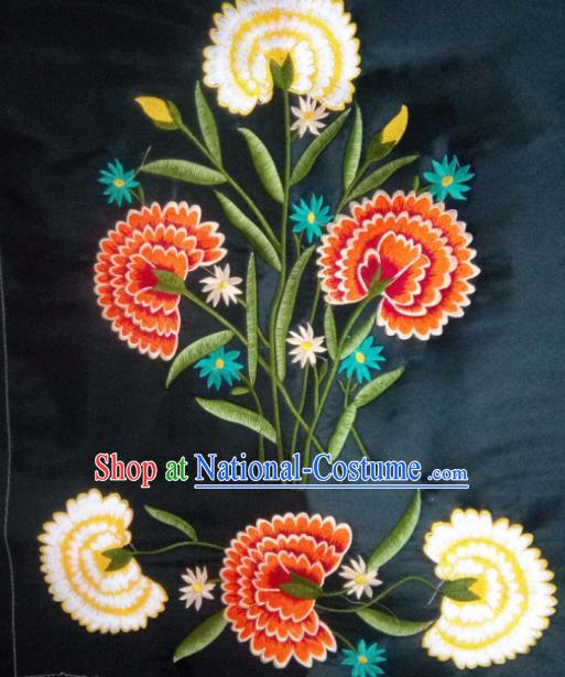 Chinese Traditional Embroidered Flower Black Applique National Dress Patch Embroidery Cloth Accessories