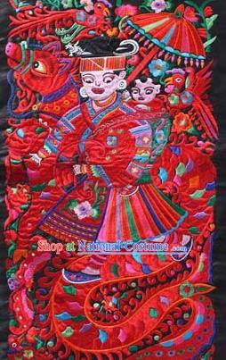 Chinese Traditional Embroidered Goddess Nuwa Applique National Dress Patch Embroidery Cloth Accessories