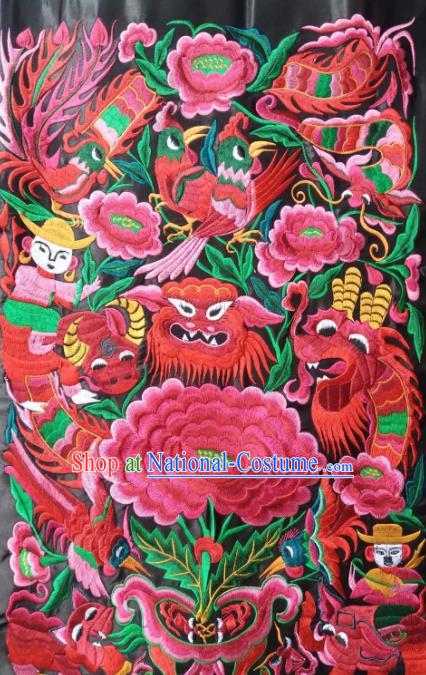 Chinese Traditional Embroidered Dragon Phoenix Applique National Dress Patch Embroidery Cloth Accessories