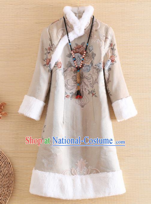 Chinese Traditional Tang Suit Printing Jacket National Costume Qipao Upper Outer Garment for Women