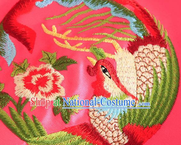 Chinese Traditional Tang Suit Embroidered Butterfly Phoenix Rosy Shirt National Costume Qipao Upper Outer Garment for Women