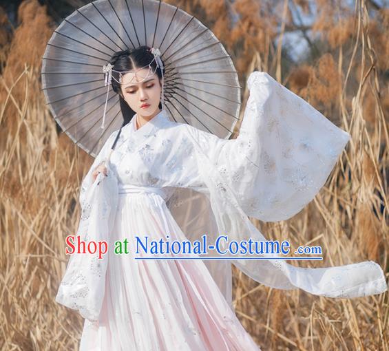 Traditional Chinese Jin Dynasty Princess Pink Hanfu Dress Ancient Court Lady Historical Costumes for Women