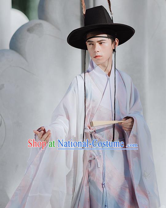 Traditional Chinese Ming Dynasty Nobility Childe Hanfu Clothing Ancient Taoist Priest Historical Costumes for Men