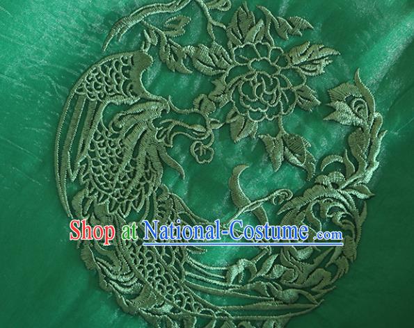 Chinese Traditional Tang Suit Embroidered Phoenix Green Cheongsam National Costume Qipao Dress for Women