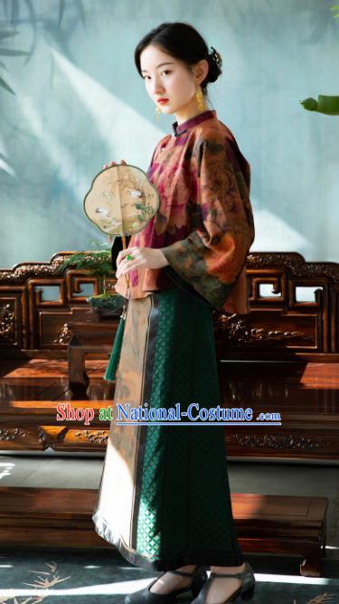 Chinese Traditional Tang Suit Blouse National Costume Republic of China Qipao Upper Outer Garment for Women