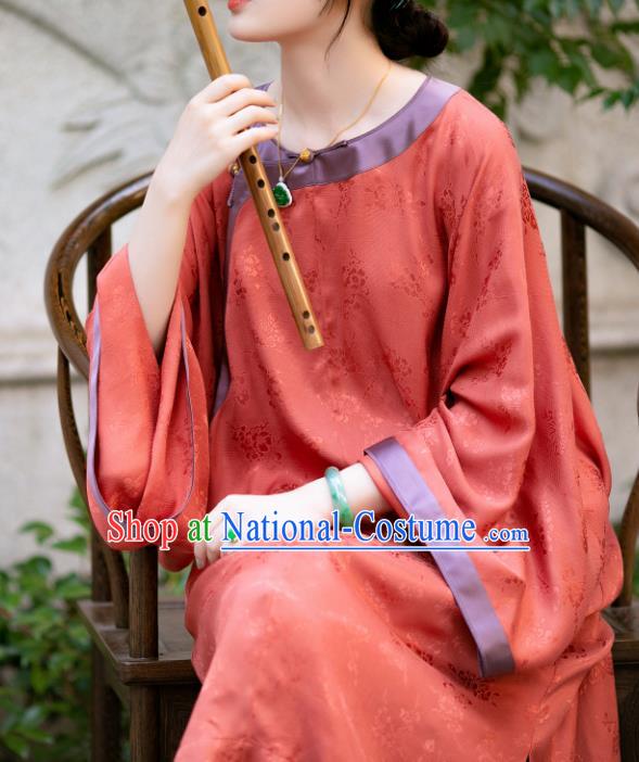 Traditional Chinese Late Qing Dynasty Orange Silk Qipao Dress National Tang Suit Cheongsam Costume for Women