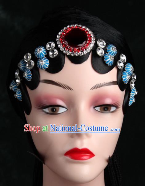 Chinese Traditional Beijing Opera Diva Hair Accessories Peking Opera Princess Blue Hairpins for Women