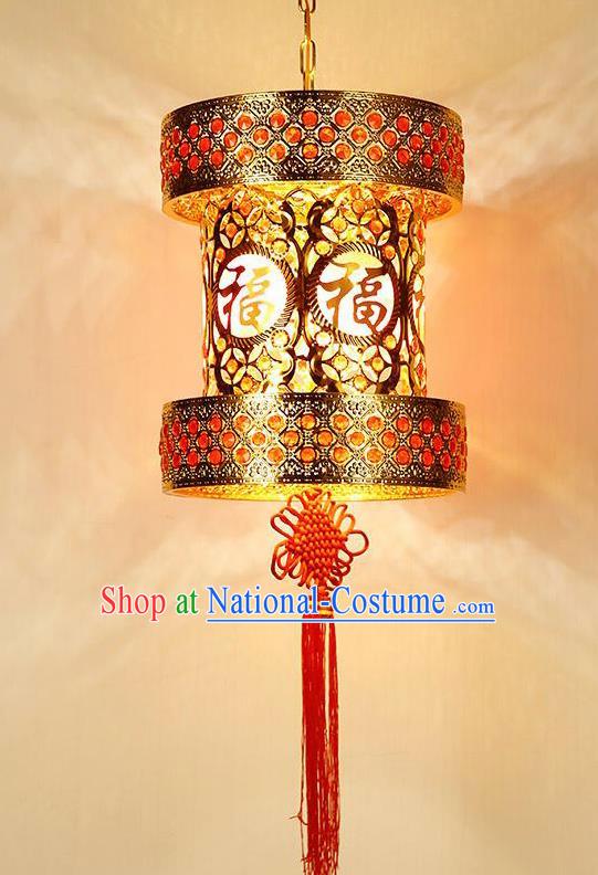 Chinese Traditional New Year Iron Red Palace Lantern Handmade Hanging Lantern Asian Ceiling Lanterns Ancient Lamp