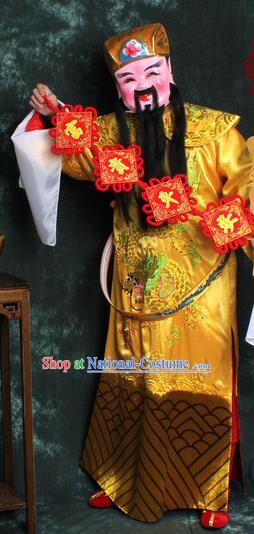 Chinese Traditional Beijing Opera Costume Ancient Wealth God Golden Robe for Men