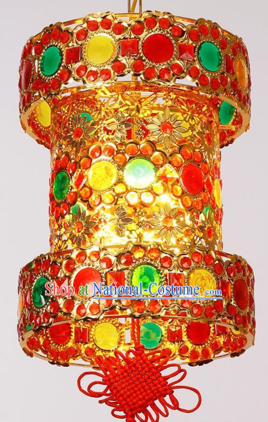 Chinese Traditional New Year Iron Crystal Palace Lantern Handmade Hanging Lantern Asian Ceiling Lanterns Ancient Lamp