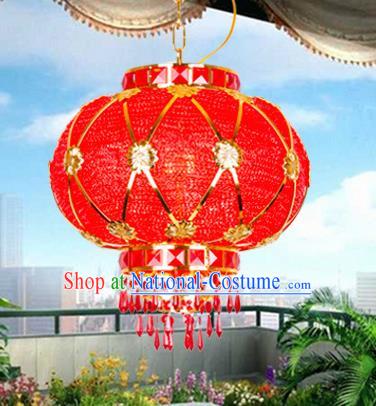 Chinese Traditional New Year Red Round Palace Lantern Handmade Hanging Lantern Asian Ceiling Lanterns Ancient Lamp