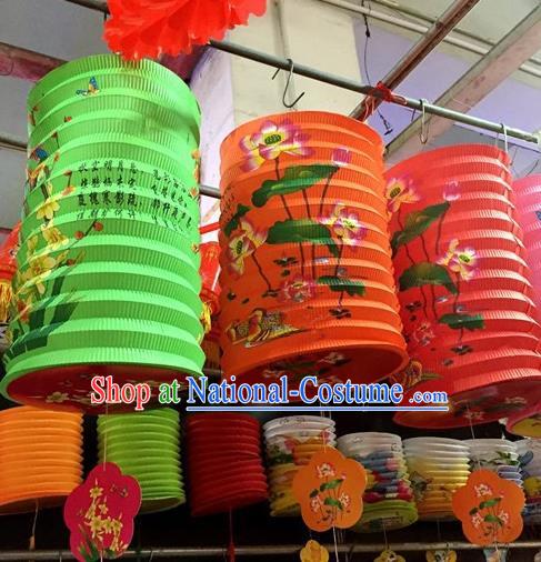 Chinese Traditional New Year Ink Painting Palace Lantern Handmade Paper Hanging Lantern Asian Ceiling Lanterns Ancient Lamp