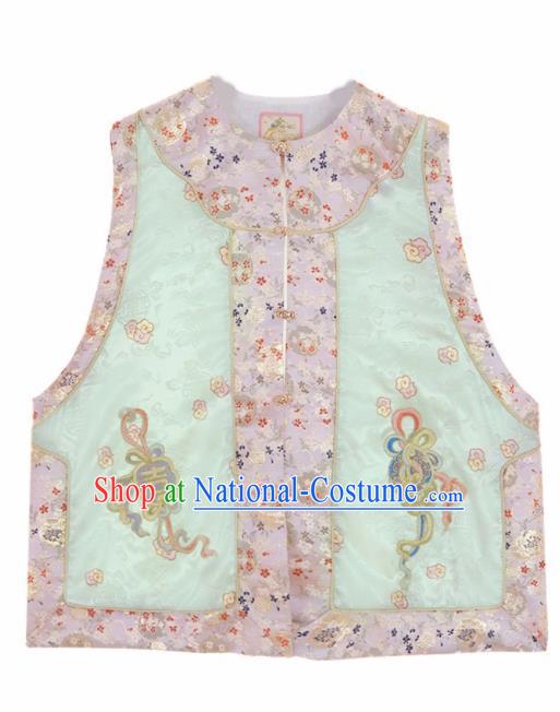 Chinese Traditional Qing Dynasty Embroidered Green Vest National Costume Tang Suit Waistcoat for Women