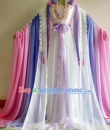 Chinese Traditional Cosplay Goddess Princess Pink Costume Ancient Imperial Consort Hanfu Dress for Women