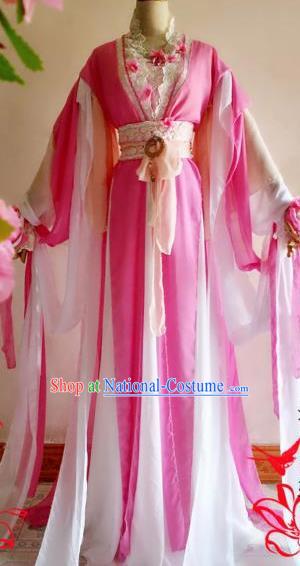 Chinese Traditional Cosplay Court Maid Pink Costume Ancient Palace Lady Hanfu Dress for Women