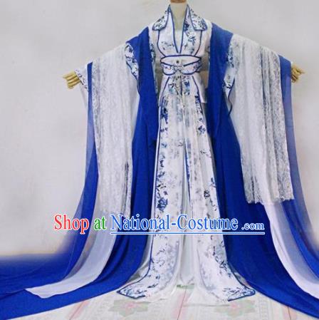 Chinese Traditional Cosplay Court Princess White Costume Ancient Palace Lady Hanfu Dress for Women