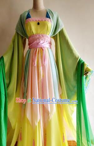 Chinese Traditional Cosplay Court Lady Costume Ancient Princess Yellow Hanfu Dress for Women