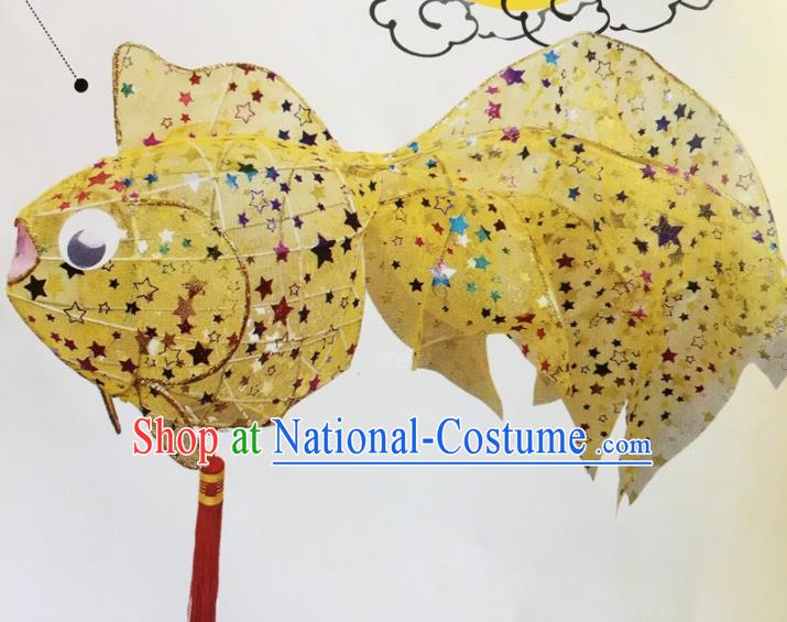 Chinese Traditional New Year Yellow Paillette Palace Lantern Handmade Hanging Lantern Asian Ceiling Lanterns Ancient Lamp