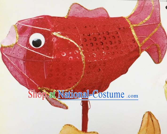 Chinese Traditional New Year Red Paillette Carp Palace Lantern Handmade Hanging Lantern Asian Ceiling Lanterns Ancient Lamp