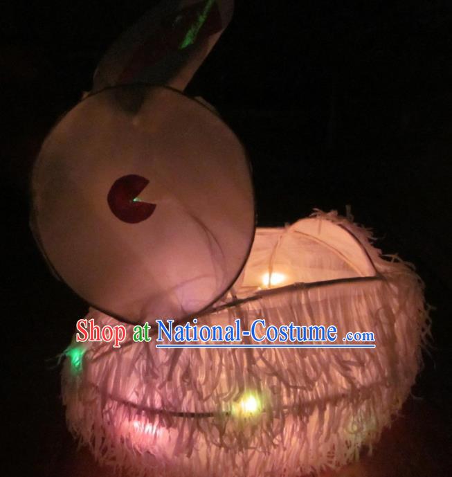 Chinese Traditional New Year White Bamboo Rabbit Palace Lantern Asian Handmade Lantern Ancient Lamp