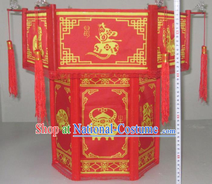 Chinese Traditional New Year Red Palace Lantern Asian Handmade Lantern Ancient Lamp