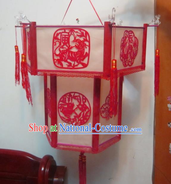 Chinese Traditional New Year Paper Cutting Zodiac Palace Lantern Asian Handmade Lantern Ancient Lamp