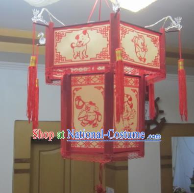 Chinese Traditional New Year Painting Zodiac Palace Lantern Asian Handmade Lantern Ancient Lamp