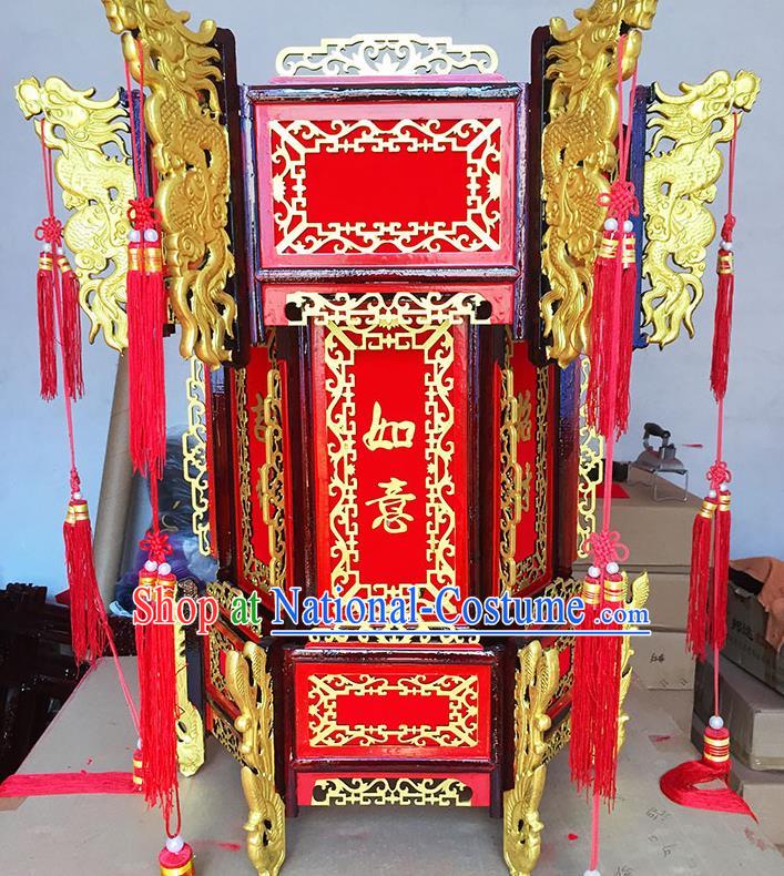 Chinese Traditional New Year Wood Red Palace Lantern Asian Handmade Lantern Ancient Lamp