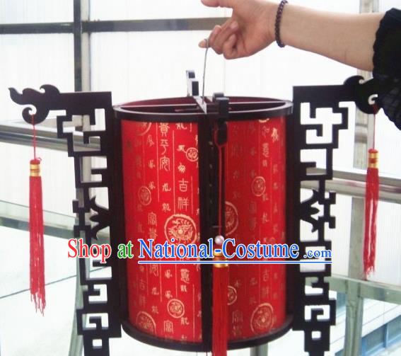 Chinese Traditional New Year Printing Wood Red Palace Lantern Asian Handmade Lantern Ancient Lamp