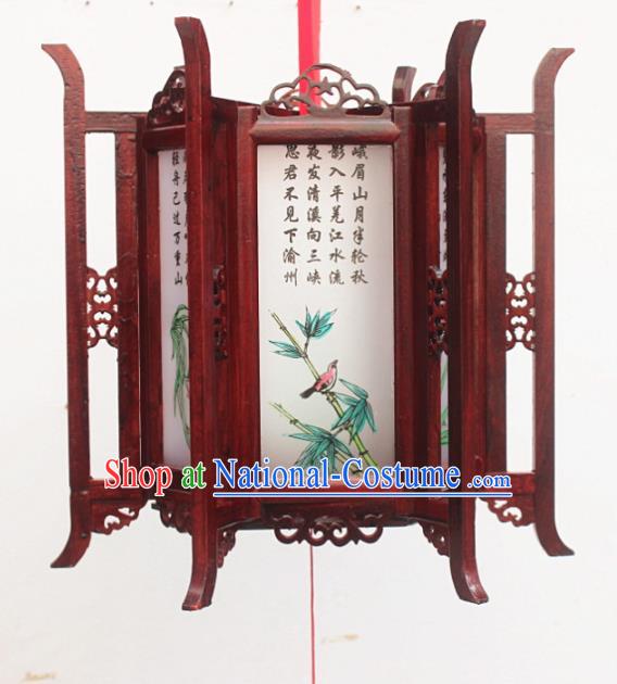 Chinese Traditional New Year Printing Bamboo Orchid Wood White Palace Lantern Asian Handmade Lantern Ancient Lamp