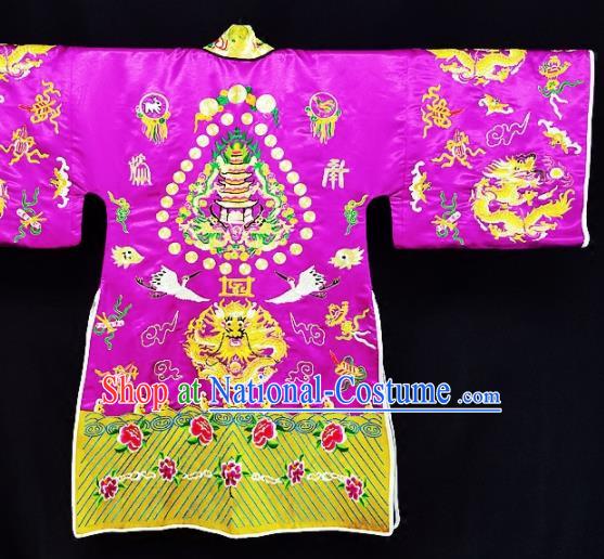 Chinese Ancient Taoist Priest Embroidered Cranes Purple Cassocks Traditional Taoism Vestment Costume