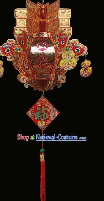 Chinese Traditional Handmade Paper Carving Carps Palace Lantern Asian New Year Lantern Ancient Lamp