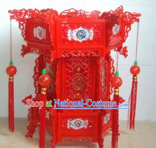 Chinese Traditional Handmade Red Plastic Palace Lantern Asian New Year Lantern Ancient Lamp