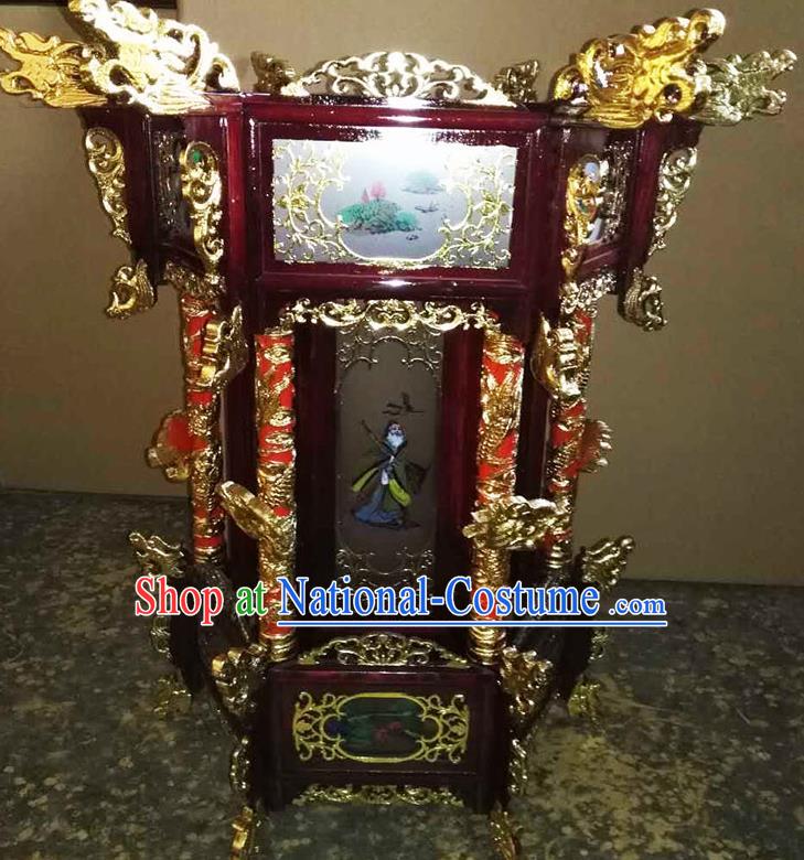 Chinese Traditional Handmade Wood Carving Palace Lantern Asian New Year Lantern Ancient Ceiling Lamp