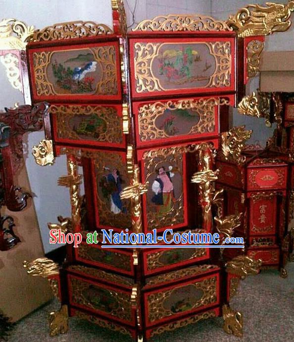 Chinese Traditional Handmade Carving Eight Immortals Wood Palace Lantern Asian New Year Lantern Ancient Ceiling Lamp