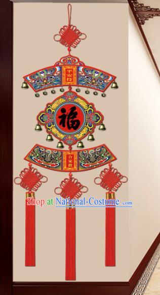 Chinese New Year Red Tassel Wood Decoration Supplies China Traditional Spring Festival Lucky Pendant Items