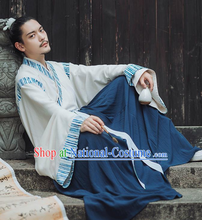 Traditional Chinese Jin Dynasty Nobility Childe Hanfu Clothing Ancient Swordsman Historical Costumes for Men