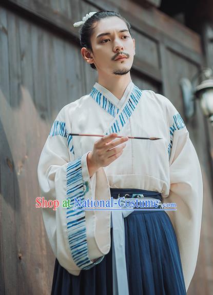 Traditional Chinese Jin Dynasty Nobility Childe Hanfu Clothing Ancient Swordsman Historical Costumes for Men