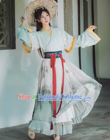 Traditional Chinese Jin Dynasty Royal Princess Hanfu Dress Ancient Goddess Water Historical Costumes for Women