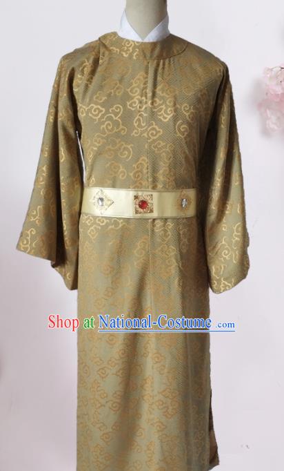 Chinese Traditional Song Dynasty Prince Costume Ancient Minister Khaki Clothing for Men