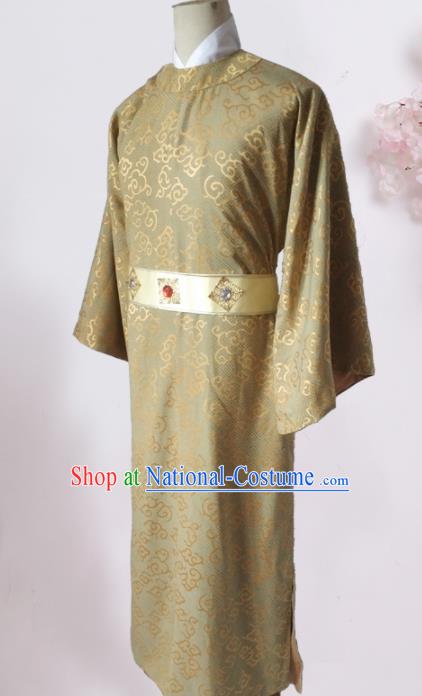 Chinese Traditional Song Dynasty Prince Costume Ancient Minister Khaki Clothing for Men